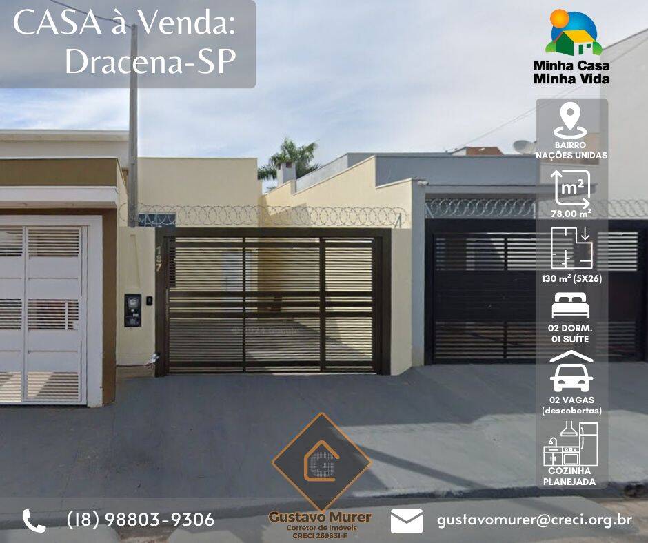 #1051 - Casa para Venda em Dracena - SP