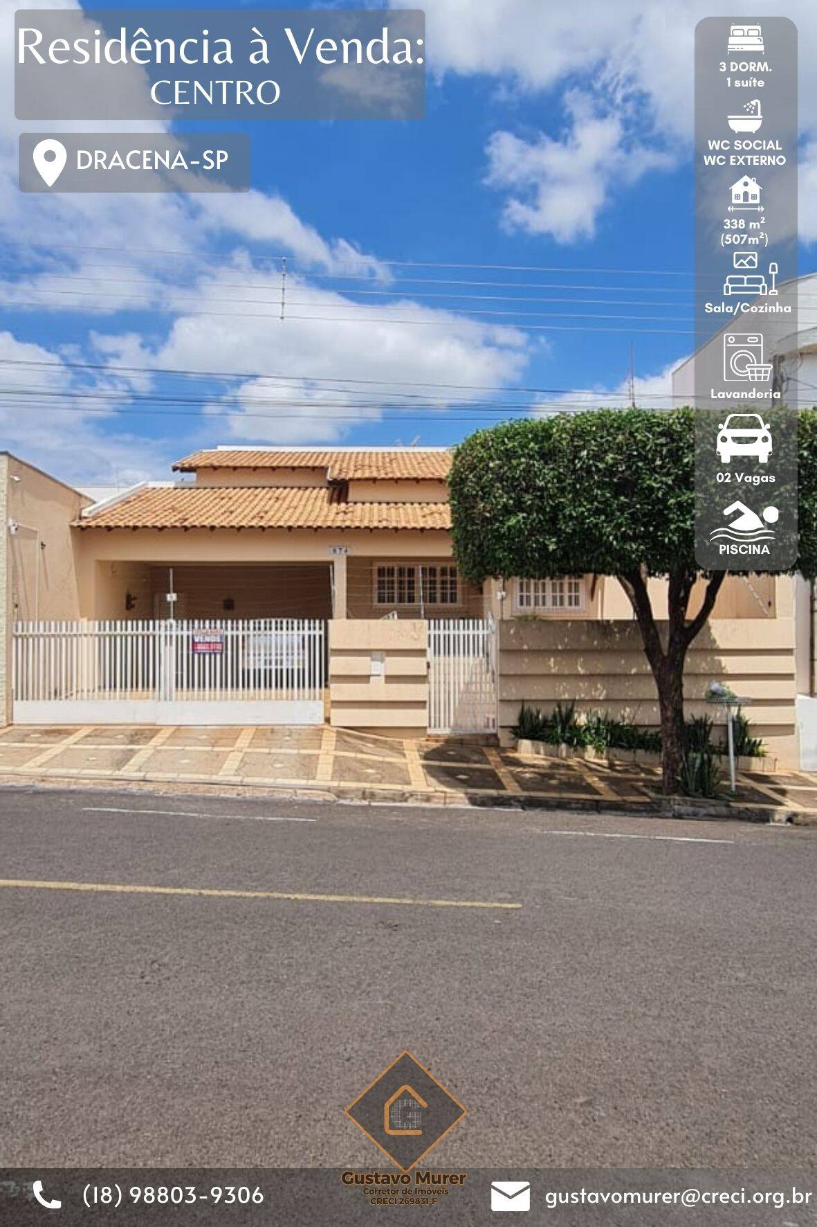 #1130 - Casa para Venda em Dracena - SP